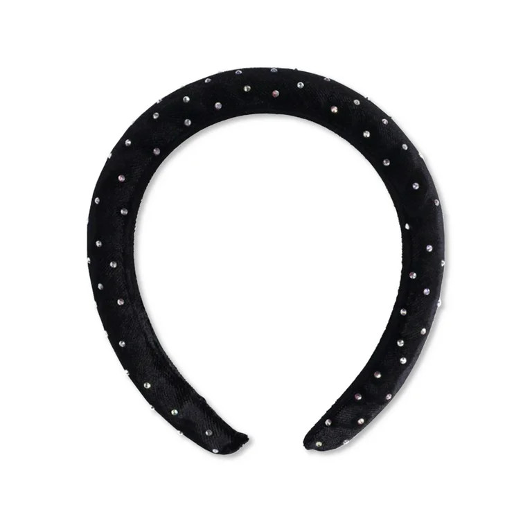 Time and Tru Women’s Embellished Velvet Headband, Black - Walmart.com | Walmart (US)