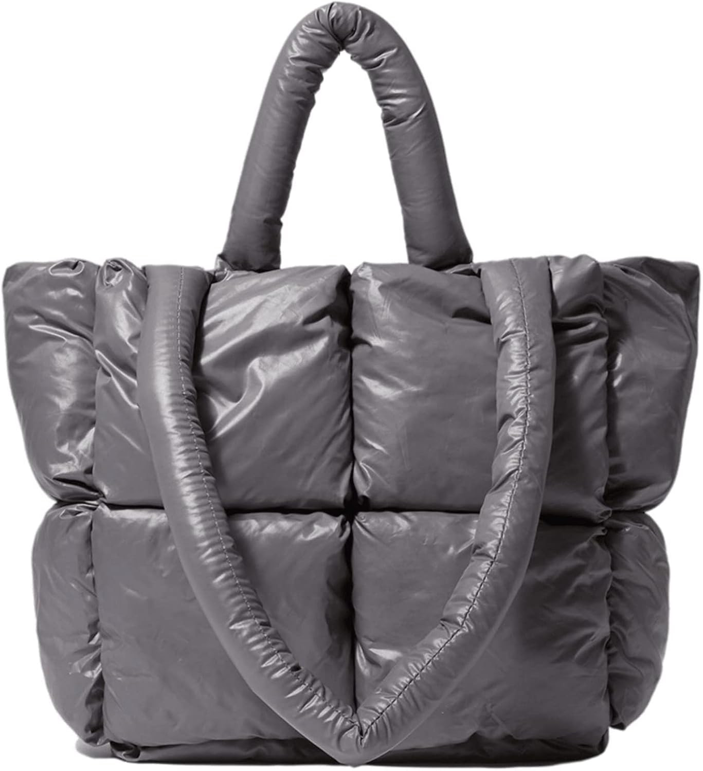 Women Padded Shoulder Bag Luxury Check Tote Bag Soft Pillow Handbag Quilted Puffy High Capacity U... | Amazon (US)