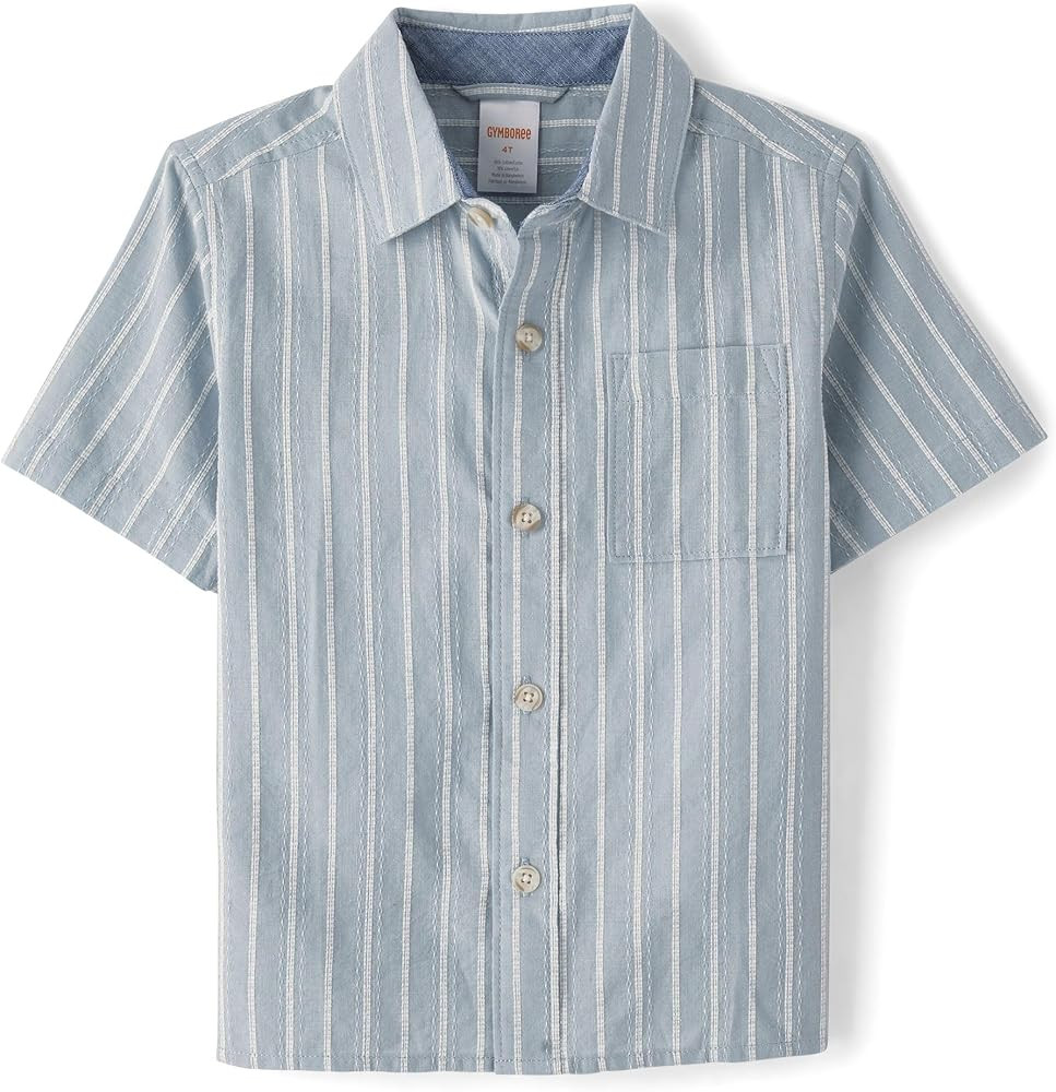 Gymboree Boys' and Toddler Short Sleeve Linen Button Up Shirt | Amazon (US)