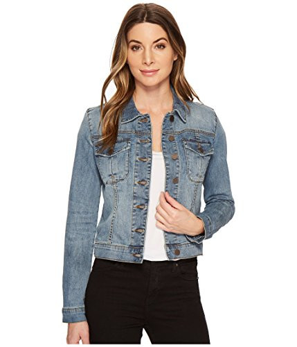 KUT from the Kloth Amelia Jean Jacket - Jackets for Women - Button Front Closure - Point Collar - Straight Back Empathetic/Medium Base Wash XS One Size | Amazon (US)