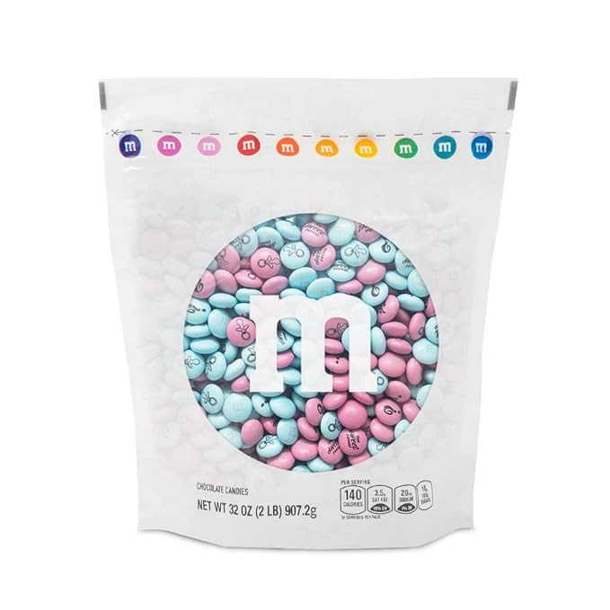 M&M'S Gender Reveal Milk Chocolate Candy, 2lbs of Light Blue & Light Pink M&M'S with Themed Icons... | Amazon (US)