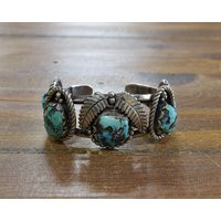 Vintage Southwestern Sterling Silver & Turquoise Cuff Bracelet | Etsy (US)