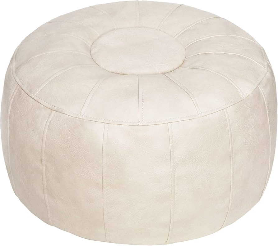 Thgonwid Unstuffed Handmade Moroccan Round Pouf Foot Stool Ottoman Seat Faux Leather Large Storag... | Amazon (US)