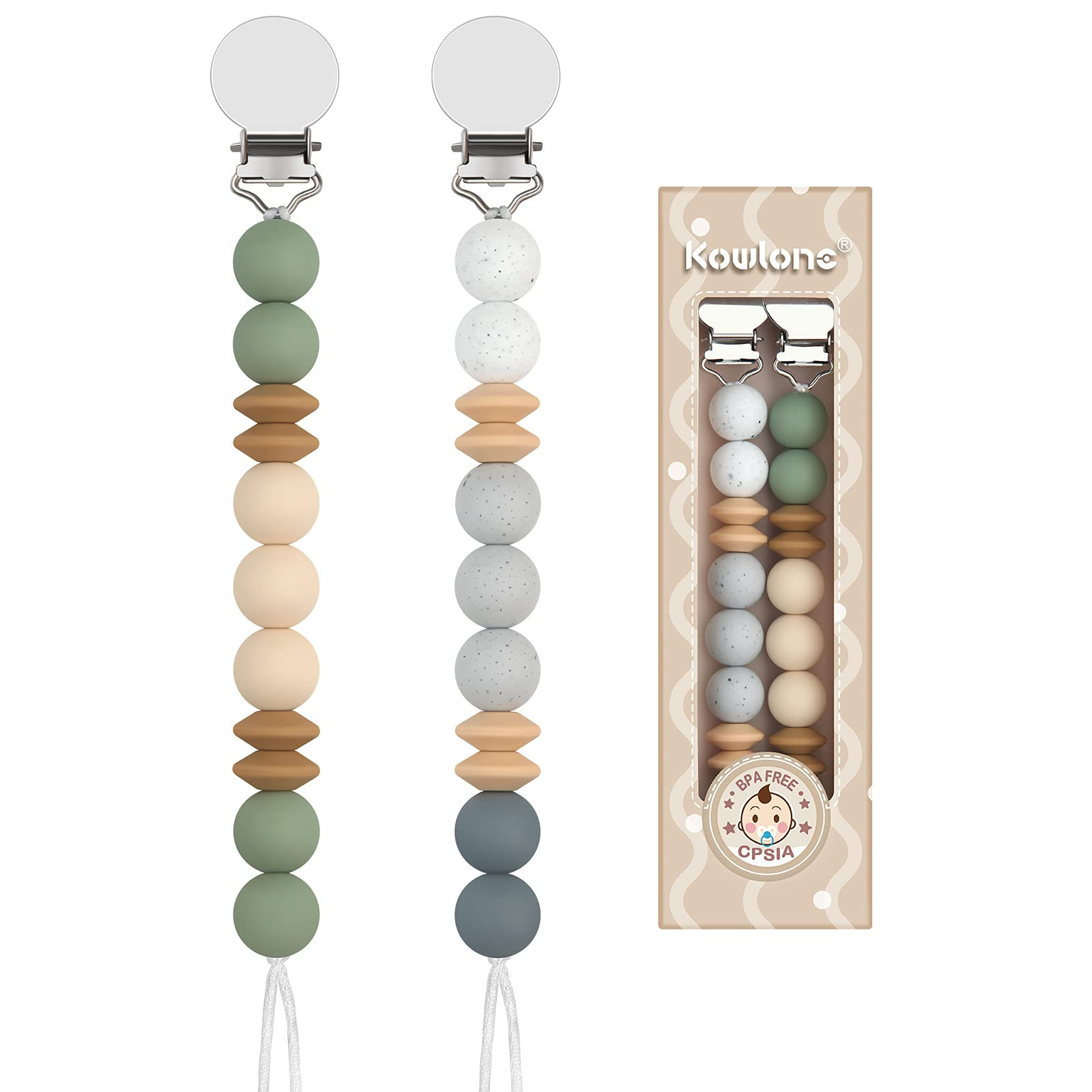 Pacifier Clip for Baby Boys Girls Paci Holder Silicone Teething Beads Teether Toys Soothie Binky Cli | Amazon (US)