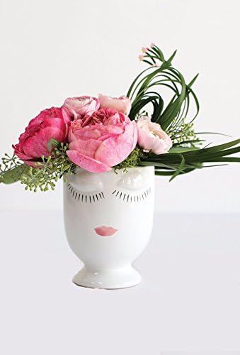 Ceramic Celfie Face Floral Vase in White - 4" x 5.25" | Amazon (US)