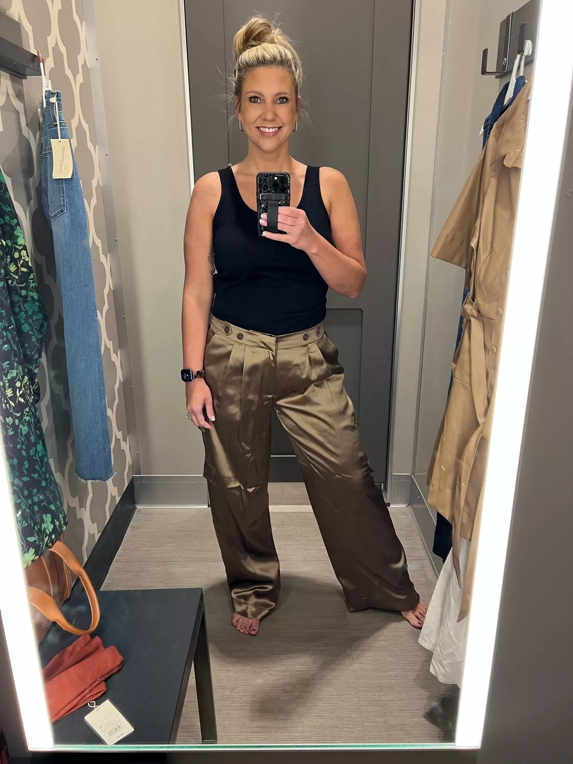 Women's High-Rise Satin Cargo Pants - A New Day