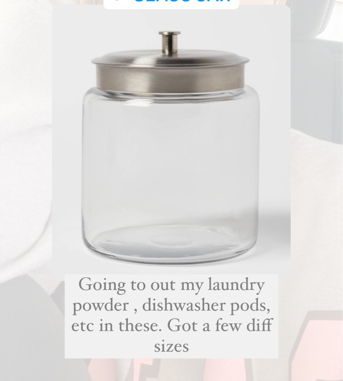 Laundry pod storage, laundry powder storage, glass jar #ltklaundry 

#LTKunder50 #LTKhome #LTKFind