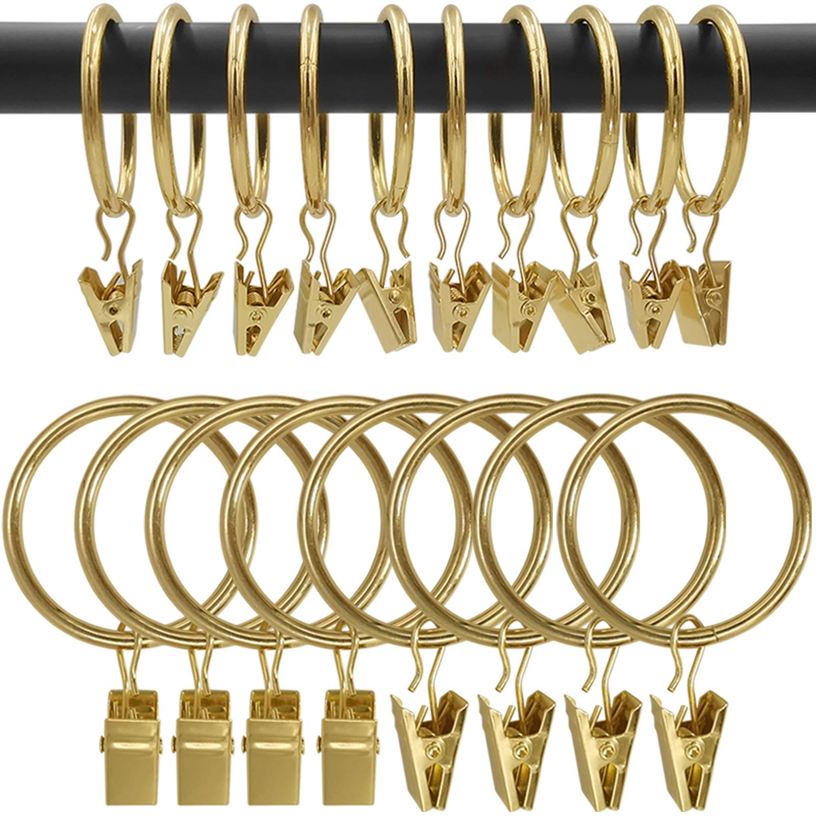 100 Pack Metal Curtain Rings with Clips, Drapery Clips Hooks, Decorative Curtain Rod Clips 1.5 in... | Amazon (US)
