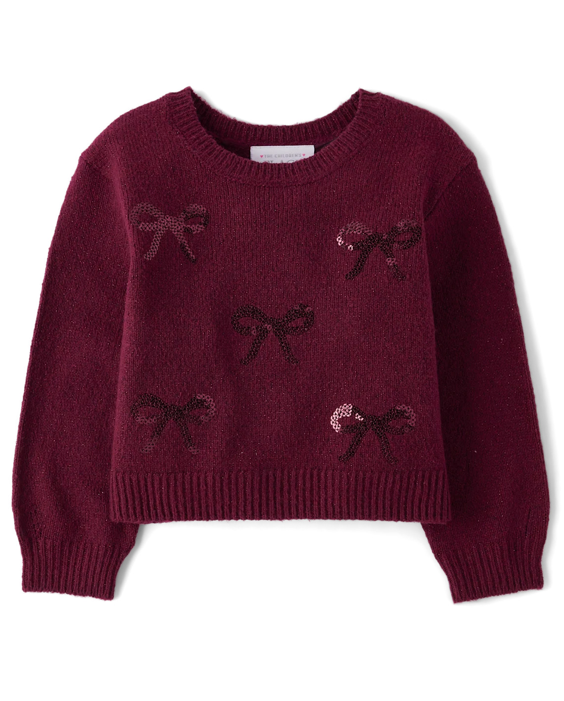 Toddler Girls Sequin Bow Sweater - burgundy | The Children's Place