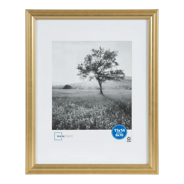 Mainstays 11x14 Matted to 8x10 Traditional Gallery Wall Picture Frame, Gold | Walmart (US)
