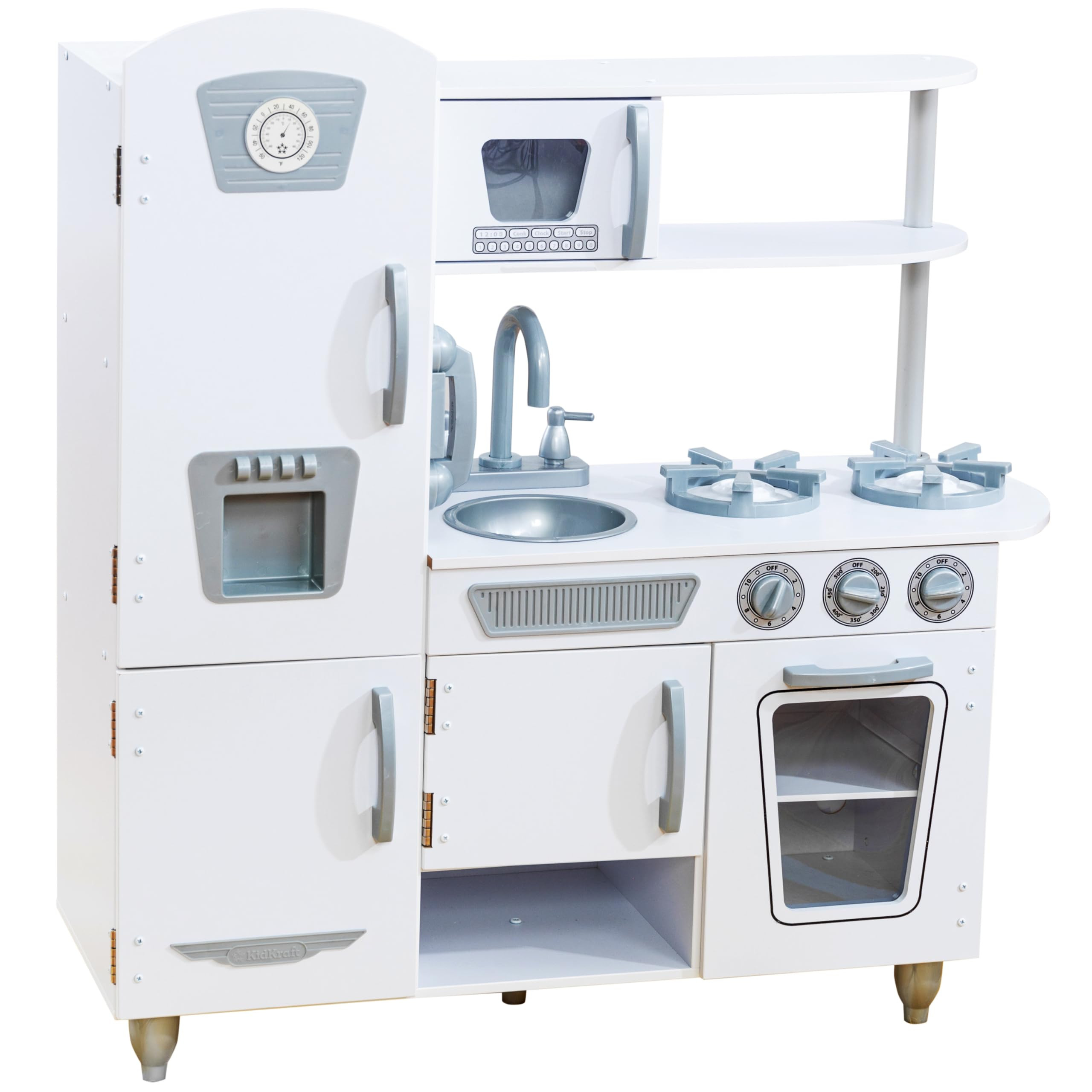 KidKraft Vintage Wooden Play Kitchen with Pretend Ice Maker and Play Phone, White | Amazon (US)
