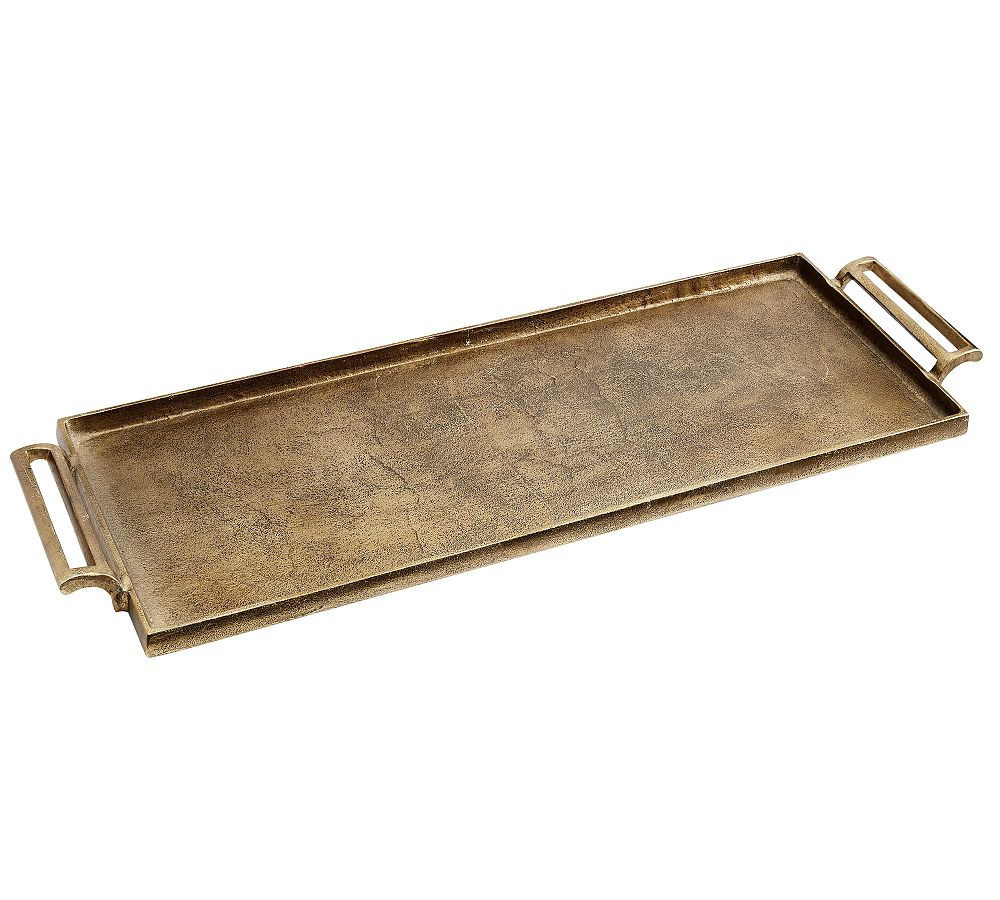 Metal Decorative Tray, Rectangle, Large, Gold | Pottery Barn (US)