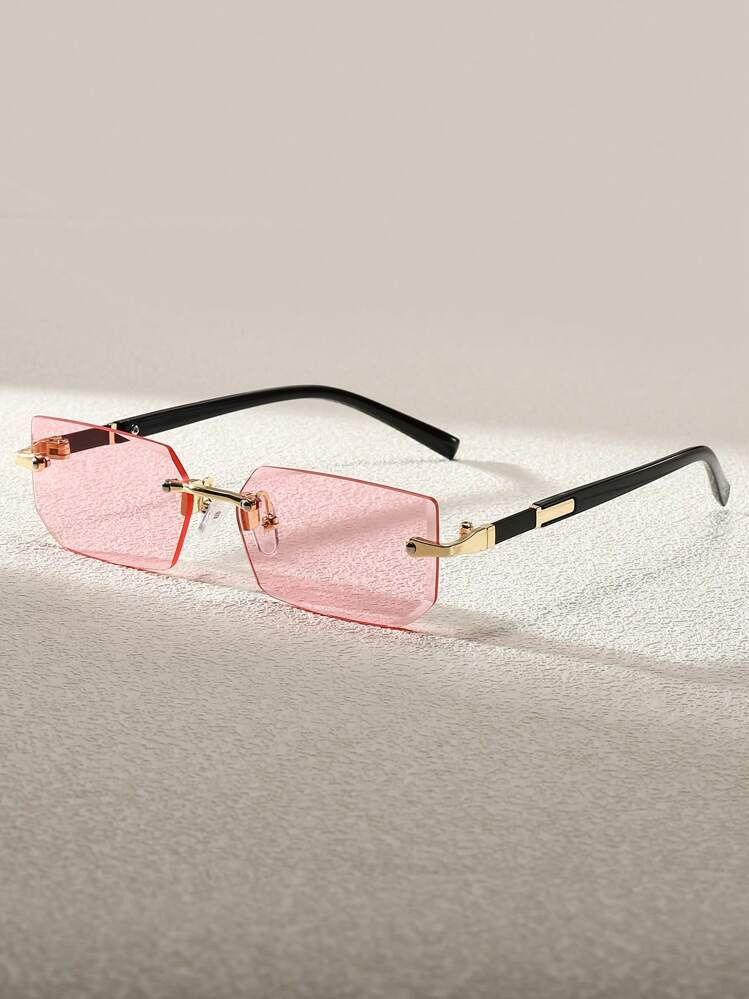 1 Stück Unisex Schwarze Minimalistisch Rahmenlose Y2K-Stil Modebrillen, Modische Trendbrille Für Strand, Autofahren, Strandaccessoires, Sonnenbrillen Mit Street-Style Und Passend Zu Pullover, Jacke, Sweatshirt, Leder- Und Cargohosen | SHEIN