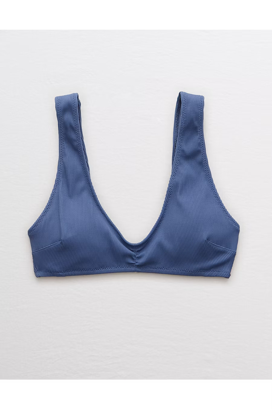 Aerie Ribbed Wide Strap Plunge Bikini Top Women's Somber Navy XL | American Eagle Outfitters (US & CA)