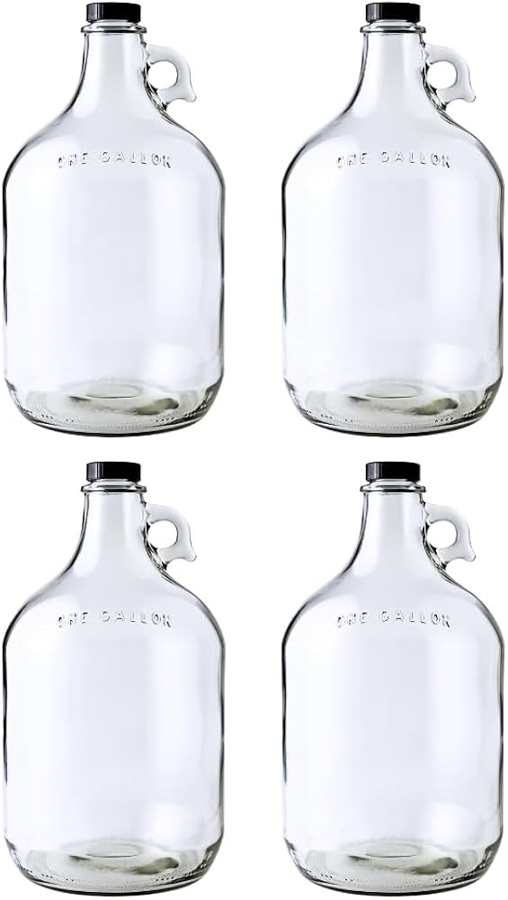 Fastrack 4-Pack 1 Gallon Glass Jug Set (128 oz) w/ Polyseal Caps | Multipurpose 1 Gallon Jug, & D... | Amazon (US)