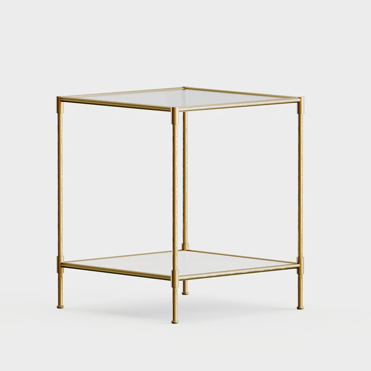 Milone Forged Iron Square End Table - Industrial Glass  Top Design | Wayfair North America