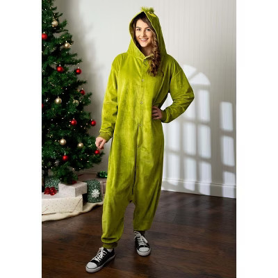 HalloweenCostumes.com One Size Fits Most   Dr. Seuss The Grinch Kigurumi Jumpsuit Costume Sleepwear, Black/Yellow/Green | Target