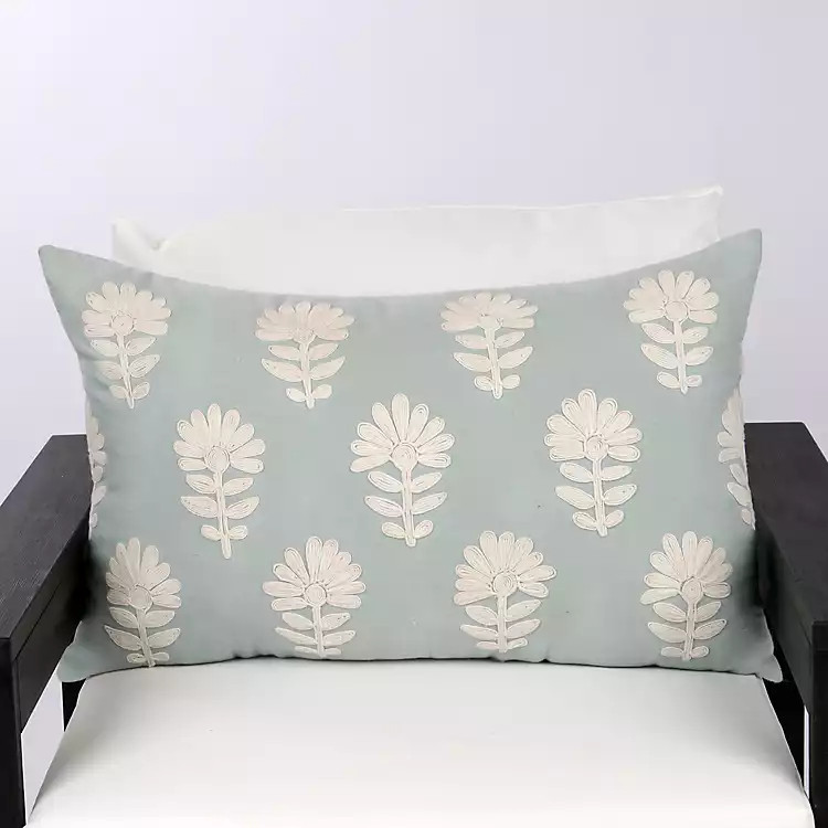 Blue Flowers Outdoor Lumbar Pillow | Kirklands
