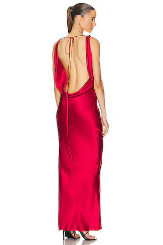 Mirror Palais Plunging Back Cowl Dress in Scarlet | FWRD | FWRD 