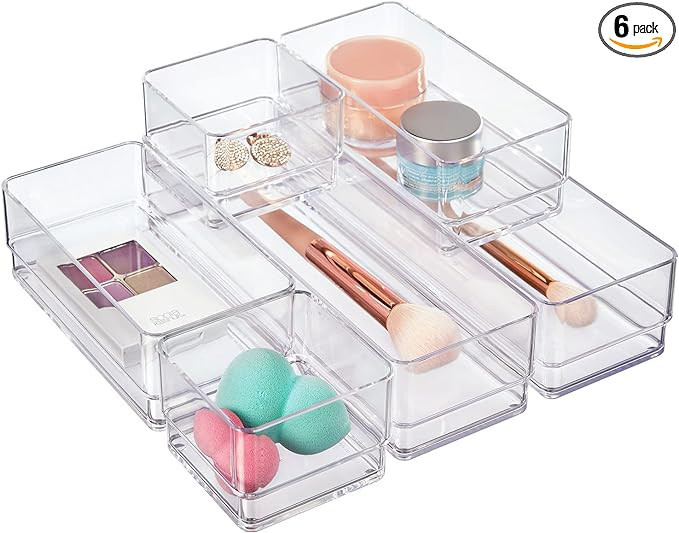 STORi SimpleSort 6-Piece Stackable Clear Drawer Organizer Set | Multi-size Trays | Small Makeup V... | Amazon (US)