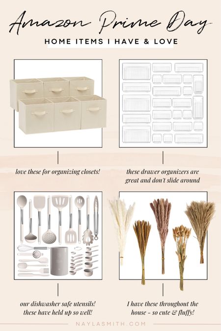 Amazon Prime Day home organization & decor - drawer organizers, fabric storage bins for closet, dishwasher safe utensils, pampas grass


#LTKxPrimeDay #LTKhome #LTKsalealert