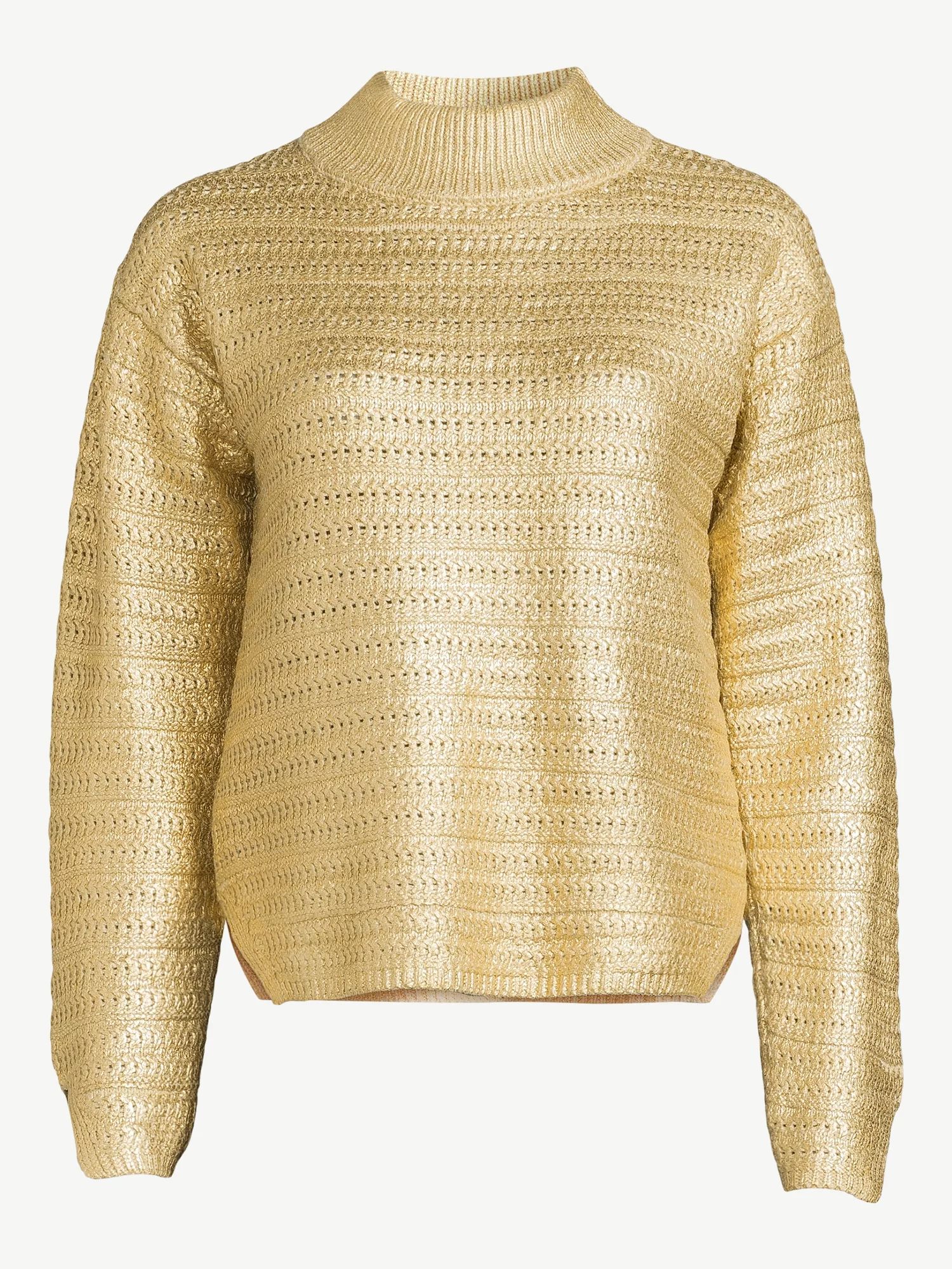 Scoop Women's Metallic Turtleneck Sweater - Walmart.com | Walmart (US)