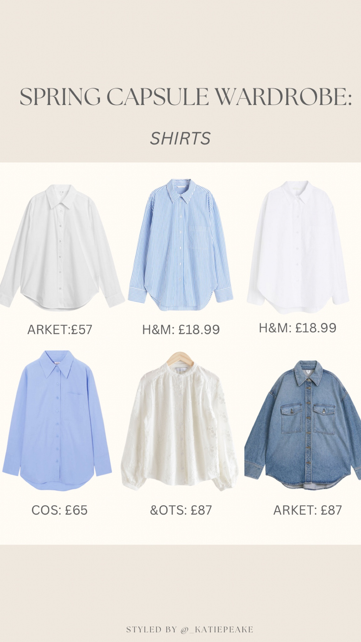 Spring capsule wardrobe: shirts 👕 

Wardrobe staples, white shirt, blue shirt, stripe shirt, denim shirt 

#LTKfindsunder100 #LTKstyletip #LTKSeasonal