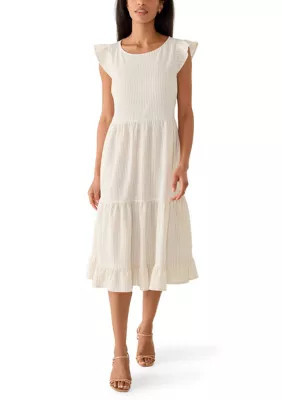 AGB Women's Flutter Sleeve Midi Dress, Small | Belk