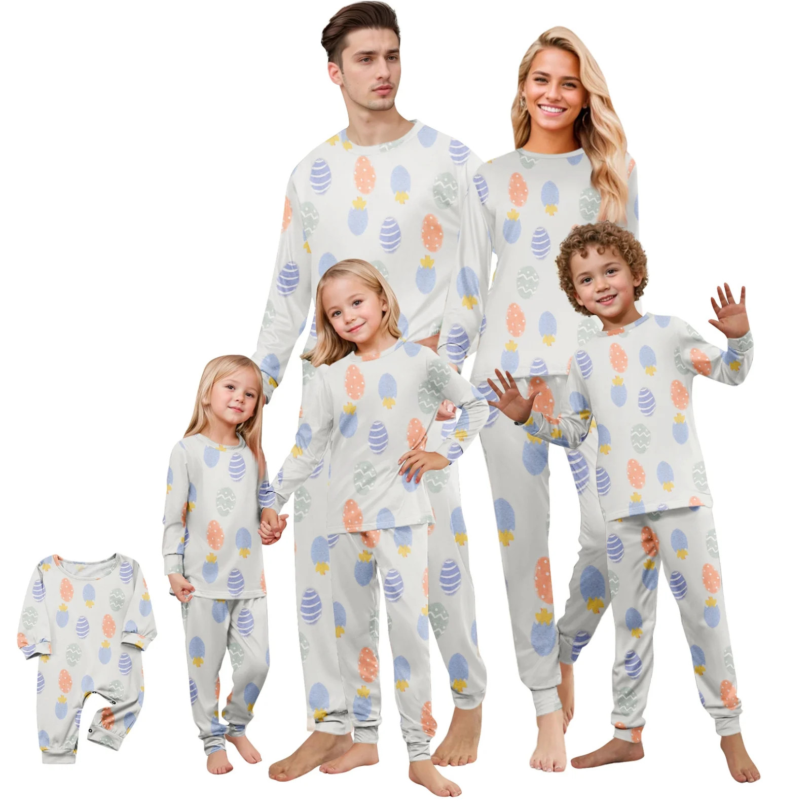 Onlypjs Easter Family Matching Pajamas Set Egg Print – Soft Long Sleeve Sleepwear for Men and W... | Walmart (US)