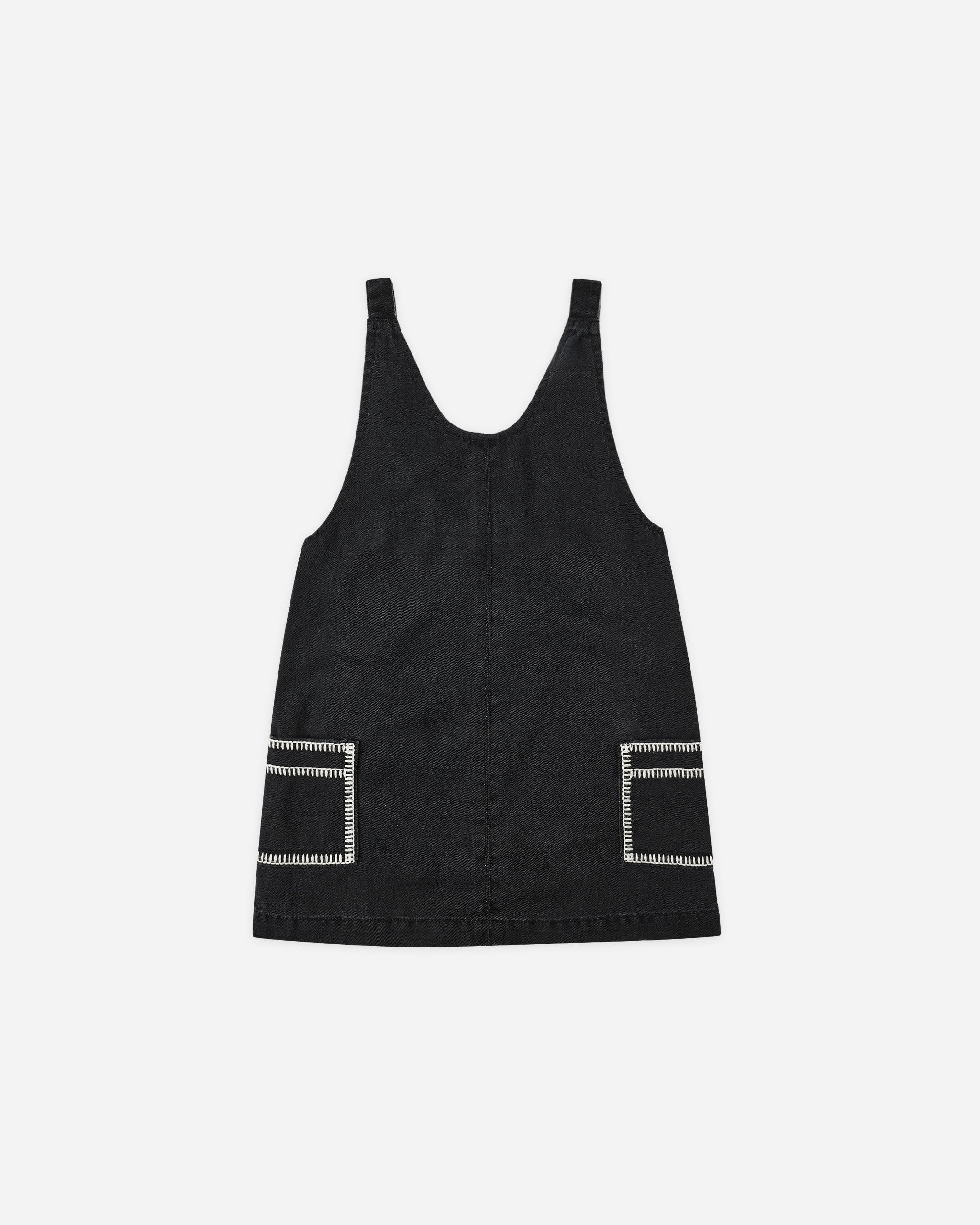 V-Neck Overall Dress || Washed Black | Rylee + Cru