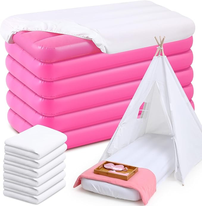 Windyun Kids Air Mattress Bulk with White Fitted Sheet,Toddler Inflatable Bed 63 x 27 x 8 Inches ... | Amazon (US)