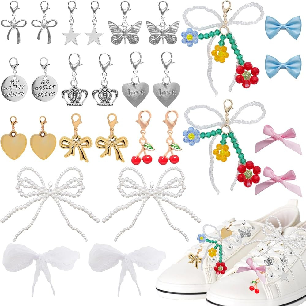Fjgyjt 28pcs Shoe Charms for Sneakers Shoelace Charm Pearl Bow Charms for Shoes Accessories Decor... | Amazon (CA)