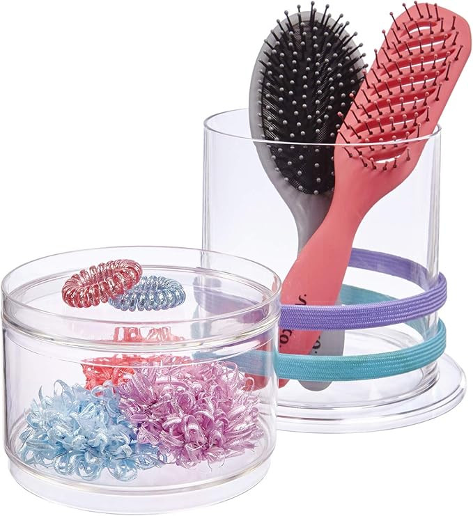STORi Stackable Clear Plastic Headband and Hairbrush Holder with Accessory Compartment and Lid | Amazon (US)