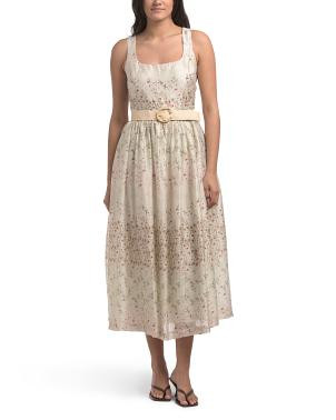 Belted Romantic Floral Midi Dress | TJ Maxx