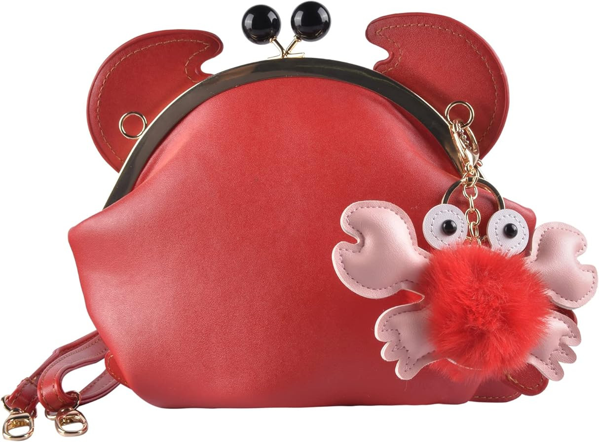 QZUnique Crab Handbag Crayfish Shells Crossbody Bag Novelty Animal Shaped Purse Detachable Should... | Amazon (US)