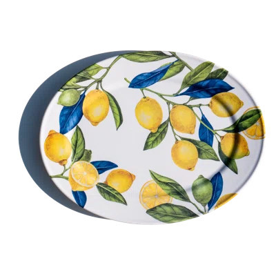 Lemon Orchard Melamine Oval Serving Platter - Yellow - 16.9" x 13 | Wayfair North America