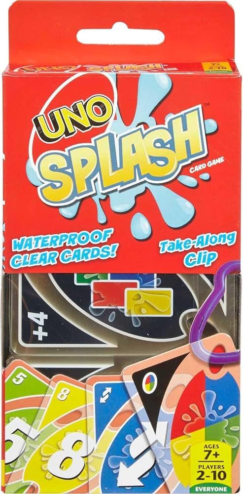 Mattel Games ​UNO Splash Card Game for Outdoor Camping, Travel and Family Night with Water-Resi... | Amazon (US)