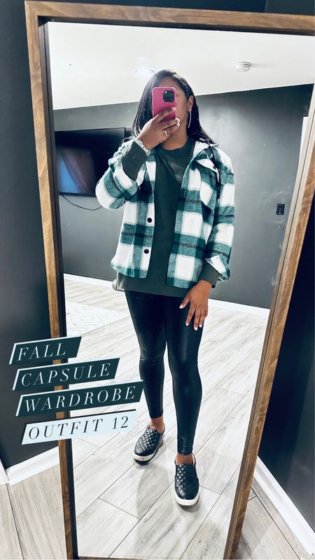 Oversized sweatshirt + Faux leather leggings + Plaid shacket + Accessories + a comfy shoe = the perfect fall outfit!


#LTKover40 #LTKSeasonal #LTKmidsize