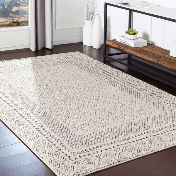 Livabliss Tiffany Grey Bohemian Border Area Rug - Bed Bath & Beyond - 24044943 | Bed Bath & Beyond