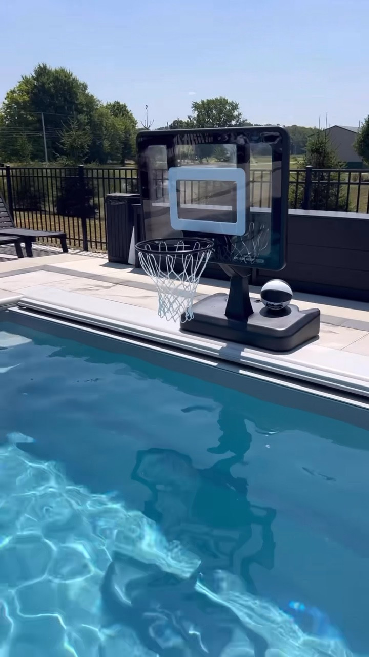 I know I can’t be the only person who will buy the more expensive version to match my aesthetic, right?! A lot of times you’ll sacrifice quality for looks but I can assure you that is NOT the case with this basketball hoop 👏🏻 we’ve had this basketball hoop for a year and not only does it look pretty, but the quality is incredible! It has a regulation size steel rim, and a reinforced backboard. The weighted base ends up being 200lbs when it’s full so no worrying about it tipping over after a slam dunk! I love the fact that you can adjust the height from 30 inches to 48 inches so not only do my toddlers find it fun but so does my husband 🤣 this sold out so fast last year after I shared it but it’s back in stock for this summer 👏🏻😍 #basketballhoop #poolhoop #poolbasketball #outdoortoys #summermusthave #poolmusthave #amazonhome #amazonfinds 

#LTKKids #LTKSeasonal #LTKParties