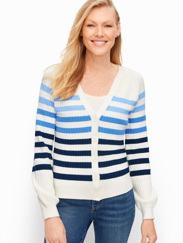 V-Neck Cardigan - Breton Stripe | Talbots