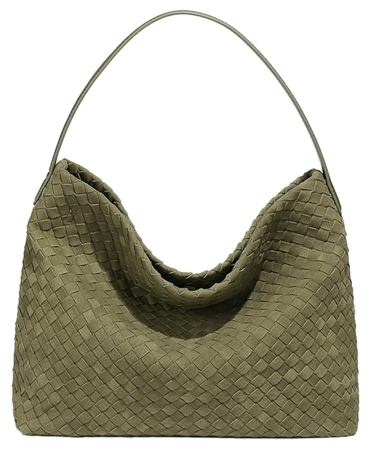 Women's Woven Shoulder Bag Handbags PU Leather Tote Bag Top-handle Shoulder Bag Soft Vegan Undera... | Amazon (US)