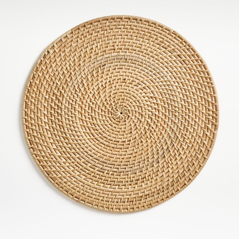 Artesia Natural Woven Rattan Round Placemat + Reviews | Crate & Barrel | Crate & Barrel