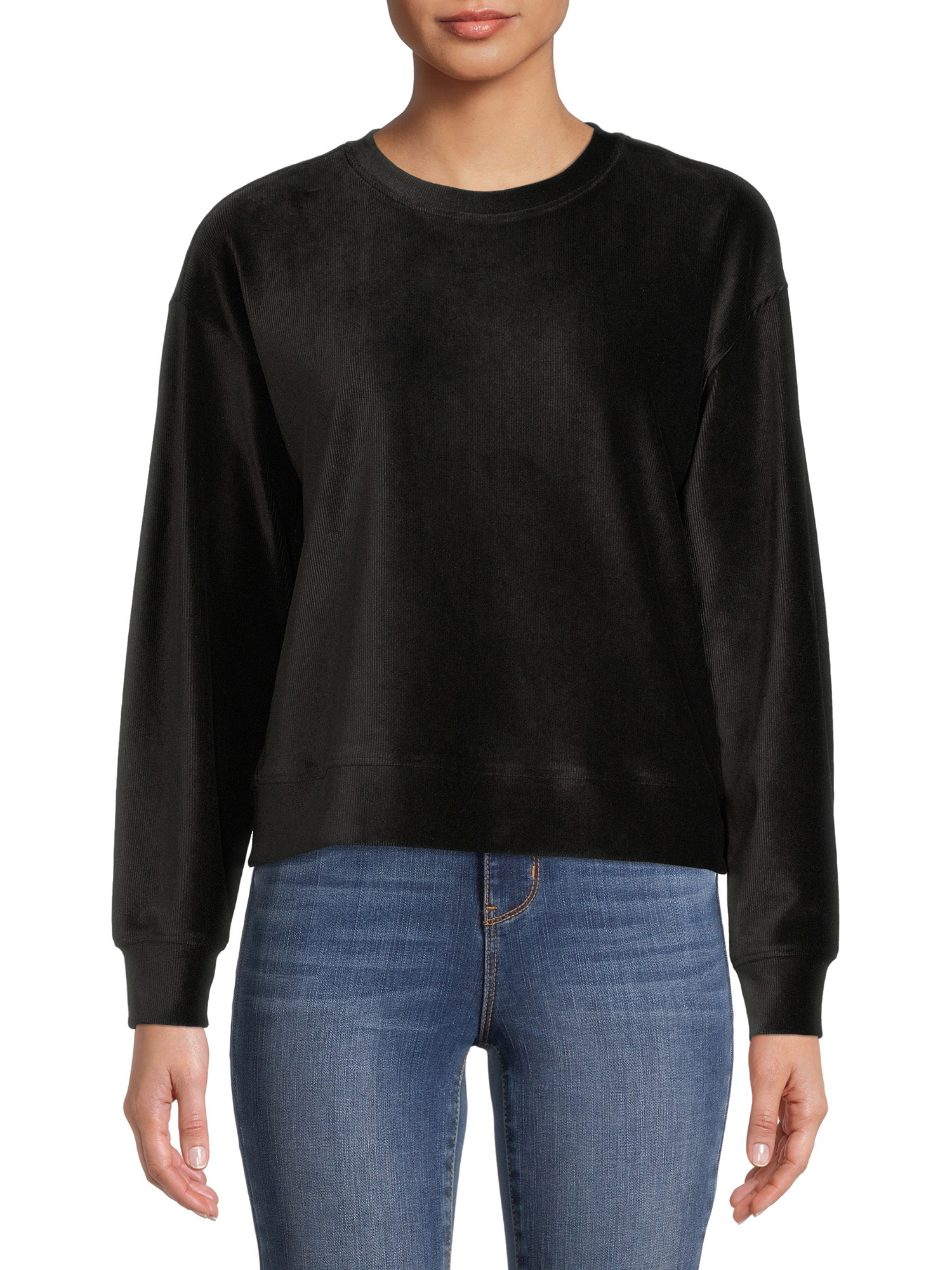 Time and Tru Women's Velour Corduroy Sweatshirt | Walmart (US)
