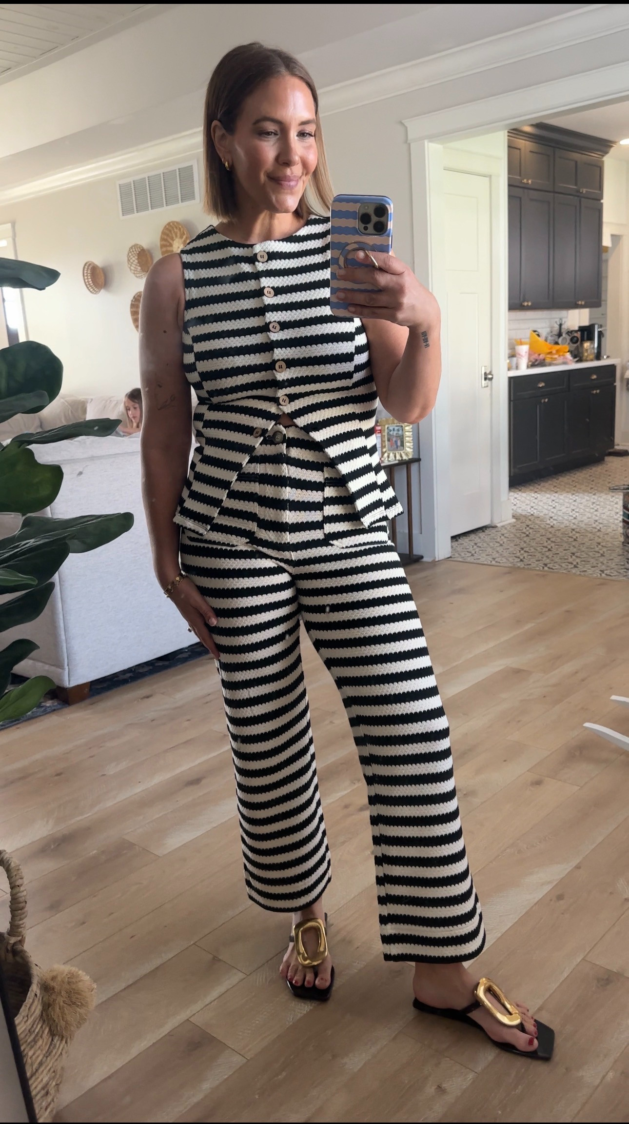 One of my newest favorite outfits! Wearing a 27 in the pants (they have a ton of stretch) and a medium in the top. I feel like the top runs small-kind of wish I would have sized up.  

 #LTKootd #LTKmomlife #LTKOver40