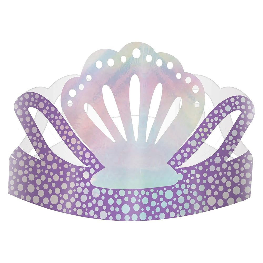 Amscan Shimmering Mermaids Foil Paper Crowns (Pack of 8) - 4" x 7.75" - Enchanting Purple Party A... | Amazon (US)