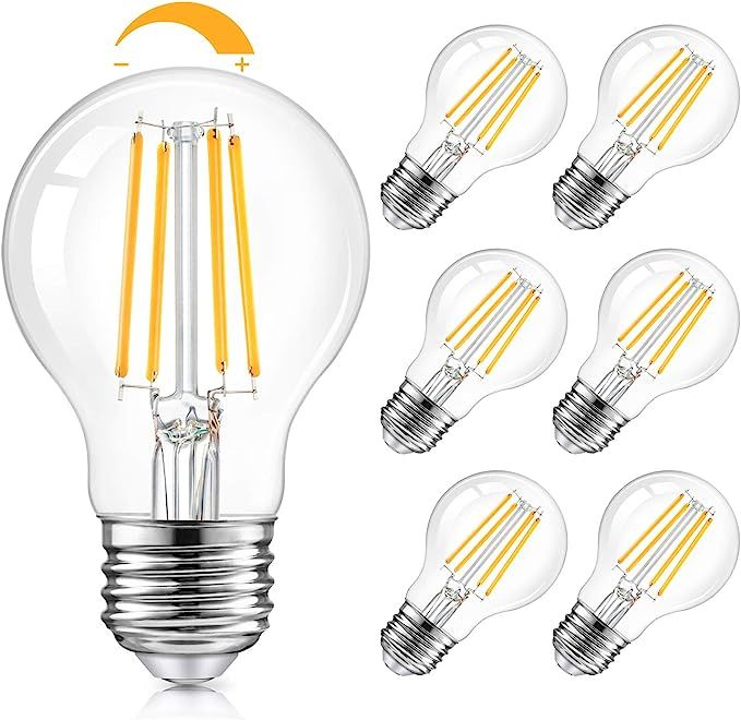 TOBUSA LED A19 Dimmable Light Bulbs 100W Equivalent, Vintage E26 Edison Bulbs 8W 1200LM, 2700K So... | Amazon (US)