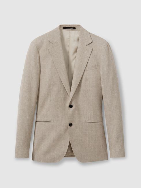 Elliot Oatmeal Wool-Linen Checked Single Breasted Modern Fit Blazer | Reiss UK