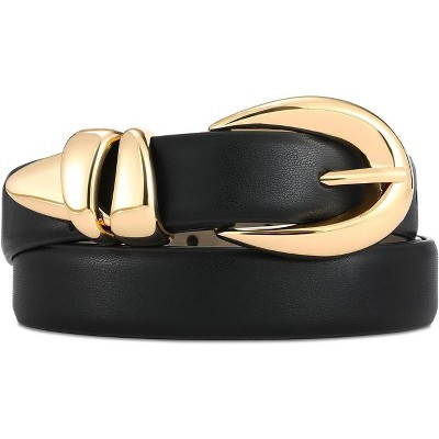 Leather Belt for Women Stylish Design with Gold Buckle Ladies Belt Perfect for Jeans Dresses Black M: Fit Waist Size 32"-36" | Target