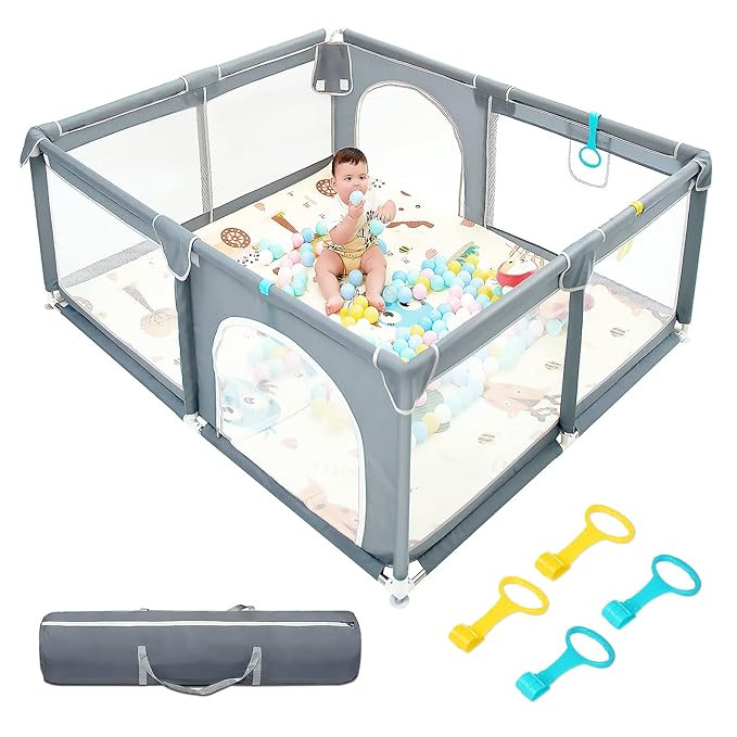 Playpen,71"x59" Extra Large Playard for Babies & Toddlers with Gate, Toys 0-6 to 12 Months Baby A... | Amazon (US)